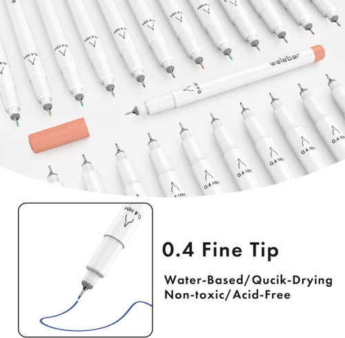 Vista 2 de Bolígrafos de punta fina de 0.4 puntas compatibles con Cricut Joy/Xtra, paquete de 36 bolígrafos surtidos de punta fina para dibujar, escribir, 0.4