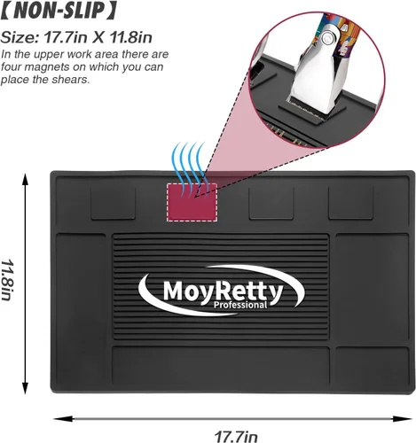 Vista 2 de MoyRetty Tapete organizador magnético de peluquero para cortapelos (17.7 x 11.8 pulgadas), almohadilla de silicona profesional antideslizante