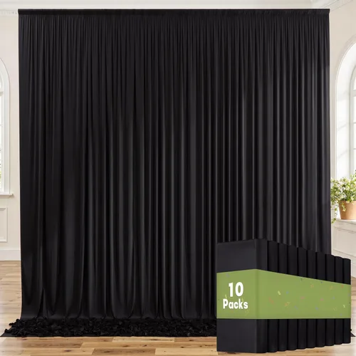 Vista 28 de Cortinas de fondo negras negras sin arrugas para fiestas, cortinas de tela gruesa para telón de fondo de fotos para cumpleaños, bodas, baby shower