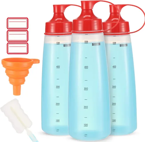 Vista 14 de Botella exprimidora de condimentos para salsas de boca ancha, botellas de plástico para condimentos, pintura, salsa de tomate, mostaza, aceite