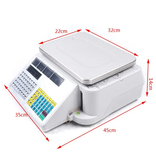 Vista 4 de Báscula digital de computación de precio de 66 libras y 66.1 lbs con impresora, báscula digital portátil de alimentos para cocina, delicatessen