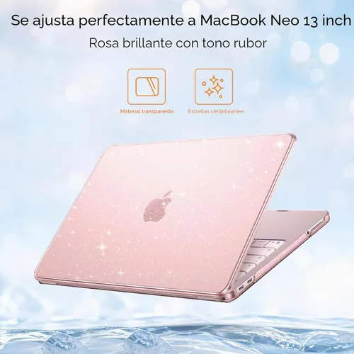 Vista 2 de EooCoo Funda para MacBook Neo de 13 pulgadas 2026, 100% color coincidente Blush brillante