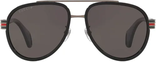 Vista 2 de Gucci GG0447S - 001 - Gafas de sol negras con lente polarizada gris de 2.283in