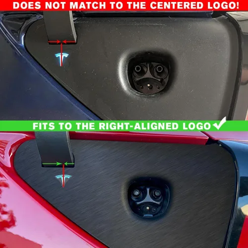 Vista 3 de IPG para Tesla Model 3/Y - Adhesivos de tapa de carga 2021-23 - Juego de pegatinas DIY - Aluminio cepillado oscuro