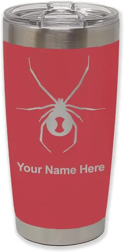 Vista 22 de LaserGram Vaso aislado al vacío de 20 onzas, araña viuda negra, grabado personalizado incluido (negro)