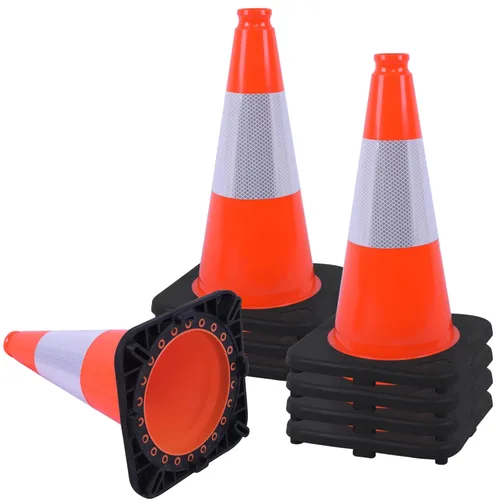 Vista 11 de OrangeStar 6 Pack 36" Conos de seguridad de tráfico, conos de estacionamiento verdes con collar reflectante, conos de construcción con base