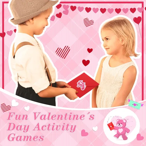 Vista 7 de Zonon Paquete de 32 manualidades de San Valentín, kits de San Valentín, tarjeta de San Valentín con sobres, calcomanías de espuma de corazón