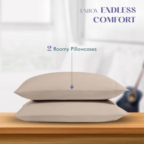 Vista 29 de XOOX Linen Juego de 4 fundas de almohada de algodón egipcio, tamaño Queen, fundas de almohada de lujo de 1500 hilos de alto tamaño estándar