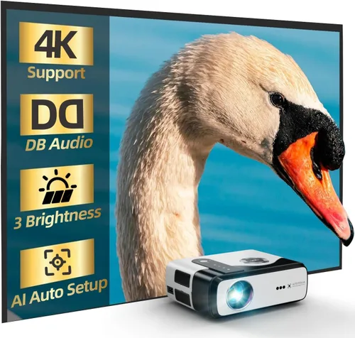 Vista 13 de Proyector 4K para simulador de golf, cine en casa y juegos, 2200 lúmenes Negro