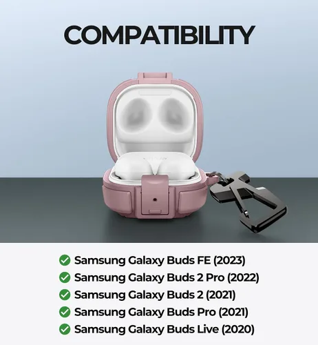Vista 3 de Dexnor Funda resistente para Samsung Galaxy Buds FE (2023)/Buds 2 Pro (2022)/Buds 2 (2021)/Buds Pro (2021)/Buds Live (2020) Fundas con bloqueo