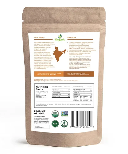 Vista 5 de SHOPOSR - Polvo de fenogreco orgánico 8 oz - 226g USDA Orgánicos y Proyecto Verificado sin OGM Aprobado Producto de India 100% Crudo