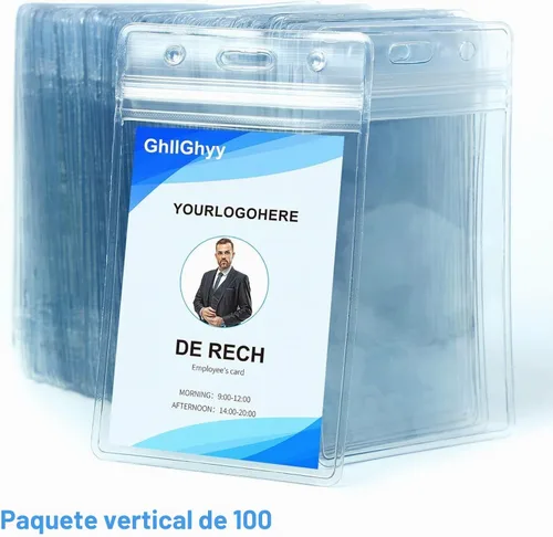 Vista 7 de Paquete de 6 soportes extra gruesos para tarjetas de identificación, duraderos y sellables, impermeables, verticales, fundas de plástico PVC