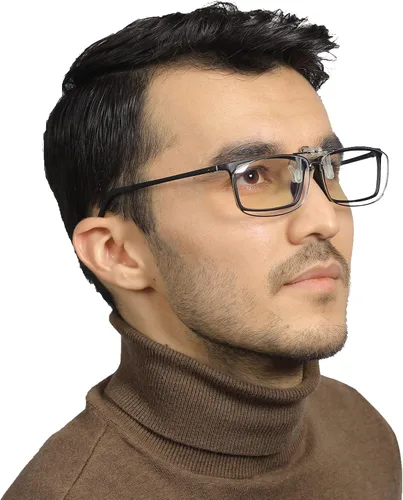 Vista 5 de LUFF Clip On Reading Glasses,Flip Up Blue Light Blocking Readers for Myopia Sturdy Fits Most Glasses Anti-slip Silicone Pads Rimless Design