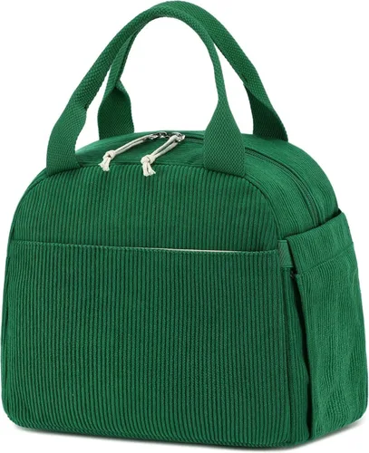 Vista 32 de Bluboon Bolsa de almuerzo para mujer, bonita bolsa de almuerzo de pana con correa para el hombro, reutilizable, aislada, gran capacidad
