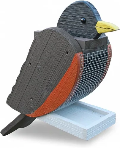 Vista 11 de Comedero colgante para pájaros al aire libre, comedero de madera con forma de pájaro cardenal con cabezal de recarga fácil, comederos para pájaros