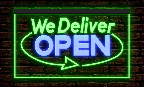 Vista 15 de 110020 We Deliver Open Services Cafe Fast food Shop Restaurant Display LED Light Neon Sign (12" X 8", 16 Colors By Remote)