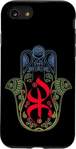 Vista 18 de Funda para iPhone 13 Pro Max Khamsa Amazigh Berber con símbolo de Yaz con colores vibrantes de la bandera