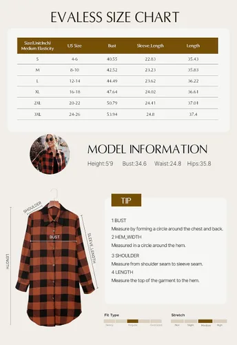 Vista 6 de EVALESS Chamarra Shacket de Cuadros con Bloques de Color para Mujer, Ropa de Otoño, Conjuntos de Moda 1b marrón