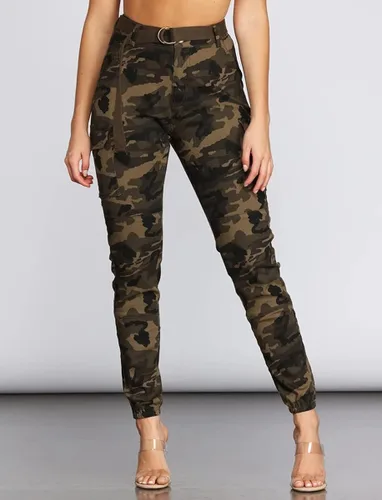 Vista 6 de Pantalones de senderismo tipo cargo para mujer, pantalones de camuflaje ajustados, casuales, para exteriores, pantalones deportivos con bolsillos