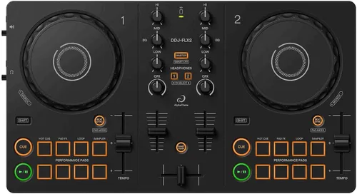 Vista 3 de DDJ-FLX2 Versátil Controlador DJ Paquete con Cubierta de Protección - Negro