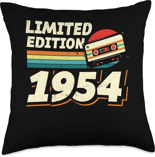 Vista 4 de Retro Limited Edition 1954 Cassette Tape 70th Birthday Throw Pillow