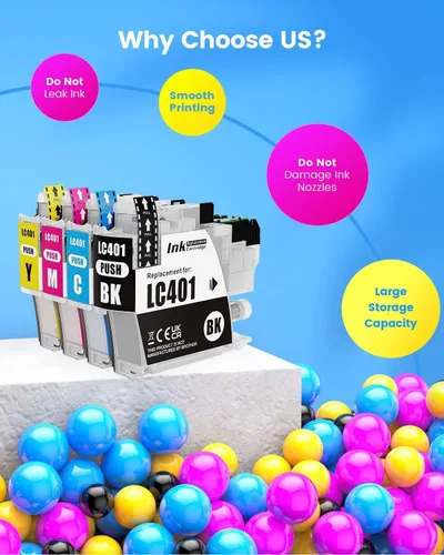 Vista 5 de Cartuchos de tinta compatibles de repuesto para impresoras de inyección de tinta Brother LC401 LC 401 para funcionar con impresoras de inyección