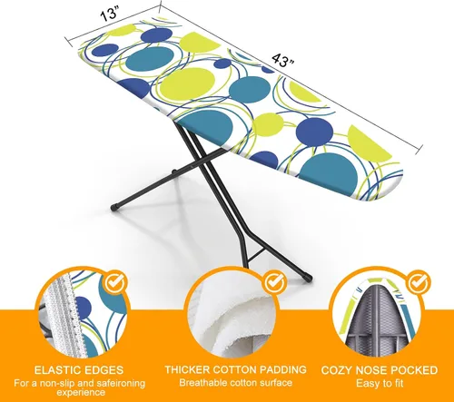 Vista 2 de Funda y almohadilla para tabla de planchar, tamaño estándar de 12" x 42" pulgadas, funda de repuesto para tabla de planchar, cubierta para tabla