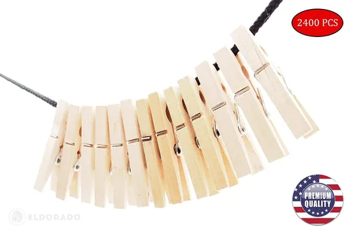 Vista 4 de Eldorado Pinzas para ropa, madera ntural estándar, a prueba de manchas, 3 pulgadas, paquete de 2400 unidades, para uso diario, ropa, toallas
