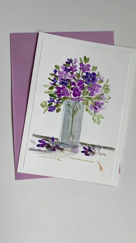 Vista 3 de Tarjeta Florales pintadas a mano
