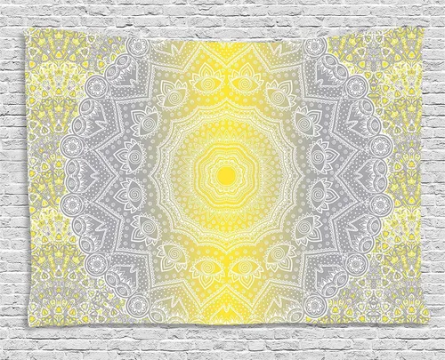 Vista 159 de Ambesonne Tapiz hippie, abrazo de hongos de ensueño y árbol de la vida místico y mandal verde, decoración de tela para colgar en la pared