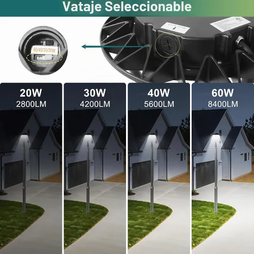 Vista 2 de Luz LED superior para poste con fotocélula del atardecer al amanecer, 4