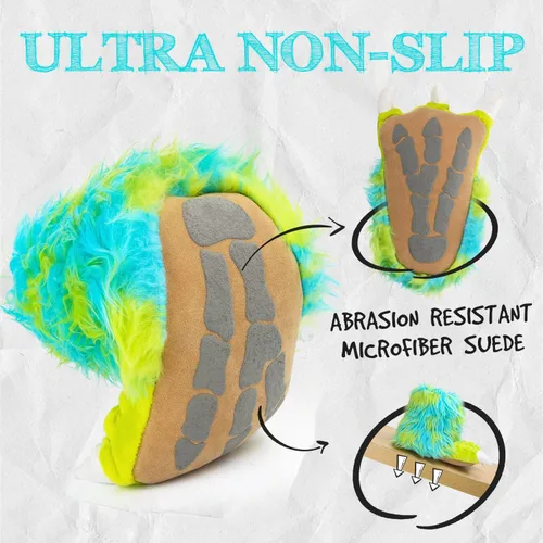 Vista 3 de Enifine Pantuflas peludas de animales para niños y adultos, con suela de gamuza antideslizante, divertido disfraz de Halloween, cosplay, pantuflas