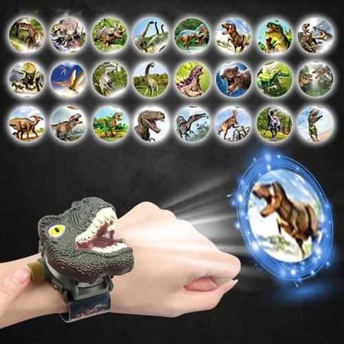 Vista 6 de Reloj de dibujos animados con proyección de dinosaurios para niños 3D tiranosaurio electrónico regalo