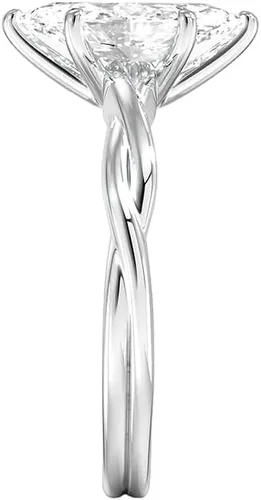 Vista 3 de IGI Certified Twisted Solitaire Marquise Cut Lab Created Diamond Engagement Ring In 14k White Gold (D-E Color, VS1-VS2 Clarity Center)