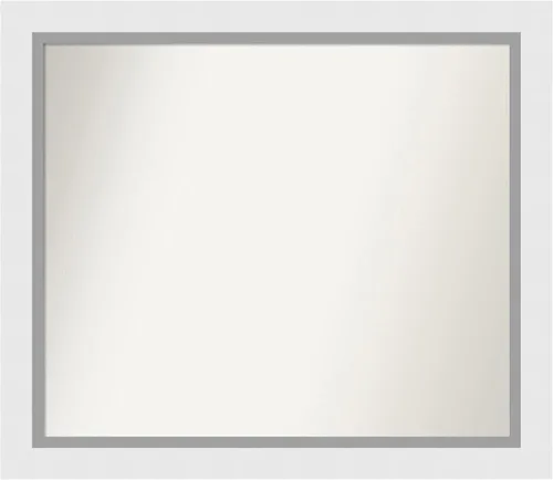 Vista 111 de Amanti Art Espejo de baño blanco para sobre el fregadero, 24 x 26 pulgadas, espejo rectangular blanco y blanco, marco de madera contemporáneo