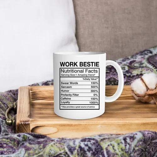 Vista 4 de Taza de café Work Bestie, compañero de trabajo de apoyo emocional, tazas divertidas para compañeros de trabajo, regalos de amistad en el trabajo