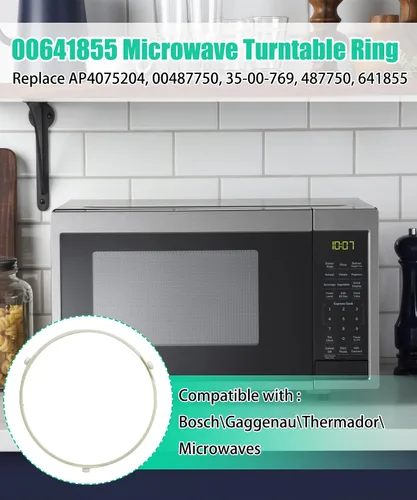 Vista 2 de 00641855 Soporte de bandeja giratoria para microondas con anillo de rueda de rodillo compatible con microondas BoschGaggenauThermador - Reemplaza