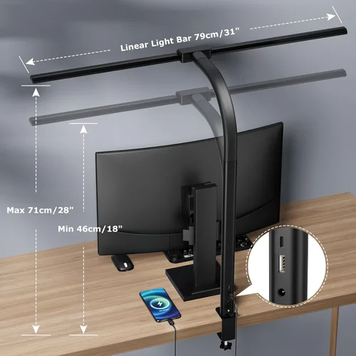Vista 5 de Lámpara de escritorio, Lámparas de escritorio LED para oficina en casa, Lámpara de arquitecto para cuidado de los ojos para escritorio