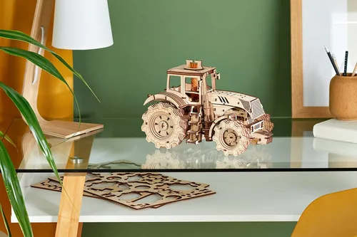 Vista 2 de Rompecabezas 3D de arte de madera ecológica, tractor (tractor)