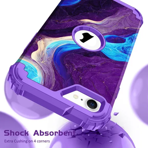 Vista 3 de Hocase Funda para iPhone SE 2022/2020, resistente a prueba de golpes, de plástico duro+goma de silicona, funda protectora híbrida para iPhone SE
