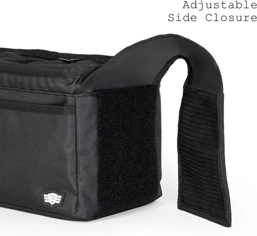 Vista 8 de Tactical Baby Gear Organizador de cochecito – Consola universal para padres con portavasos aislados, bolsillo refrigerador, teléfono frontal