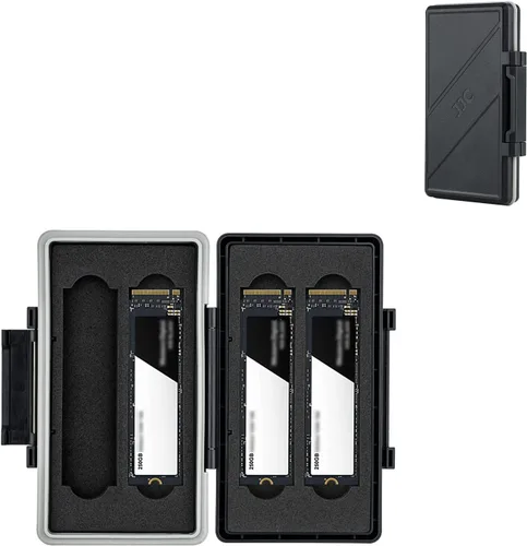 Vista 8 de Funda de disco duro de 2 ranuras para SSD de 2.5 pulgadas, caja de protección de almacenamiento de disco duro de estado sólido, resistente al agua