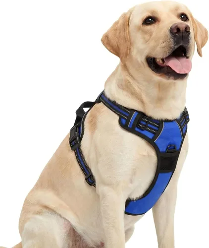 Vista 3 de Funfox Arnés para perro sin tirones, chaleco ajustable para mascotas con asa de control y clip frontal, diseño reflectante para perros pequeños