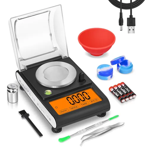 Vista 9 de Báscula de miligramos Fuzion 1.76 oz/0.00 oz, báscula de polvo con 6 accesorios Incluye pesas de calibración, escala de mg para polvo, suplemento