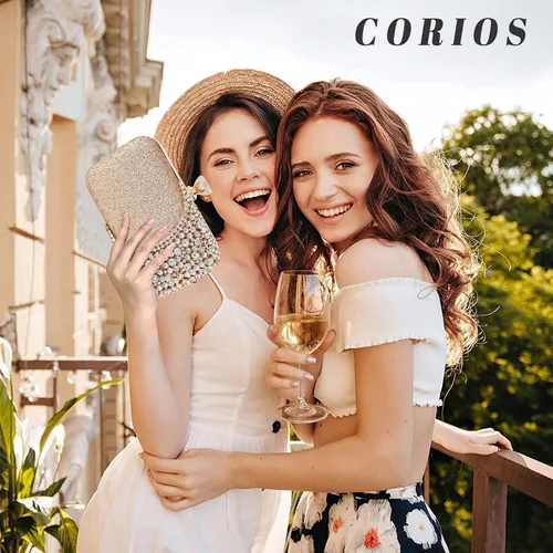 Vista 2 de CORIOS Bolso de noche de diamantes de imitación para mujer, bolso de mano de cristal con purpurina brillante con lentejuelas para banquete y boda