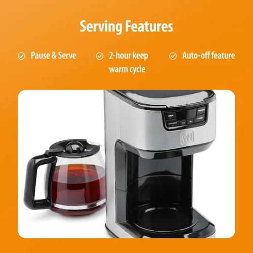 Vista 5 de Toastmaster Cafetera digital de goteo de 12 tazas, máquina de café automática programable, electrodoméstico de cocina con ajuste para mantener