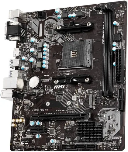 Vista 3 de MSI A320M PRO-VH ProSeries Placa base (AMD AM4, DDR4, PCIe 3.0, SATA 6Gb/s, USB 3.2 Gen 2, Ranura M.2, DVI/HDMI, Micro-ATX)