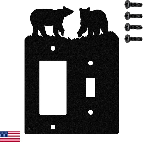 Vista 34 de Bear - Placa de pared dúplex individual (potencia única, negra) - Fabricado en Estados Unidos