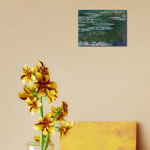 Vista 8 de Wieco Art Lienzos de nenúfares en lienzo para pared, imágenes de Claude Monet, flores famosas, pinturas al óleo para dormitorio, baño, hogar