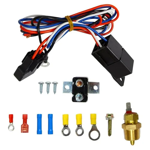 Vista 2 de munirater Ventilador eléctrico de radiador de 16 pulgadas 3000 CFM 12V Termostato Kit de relé de interruptor de cableado